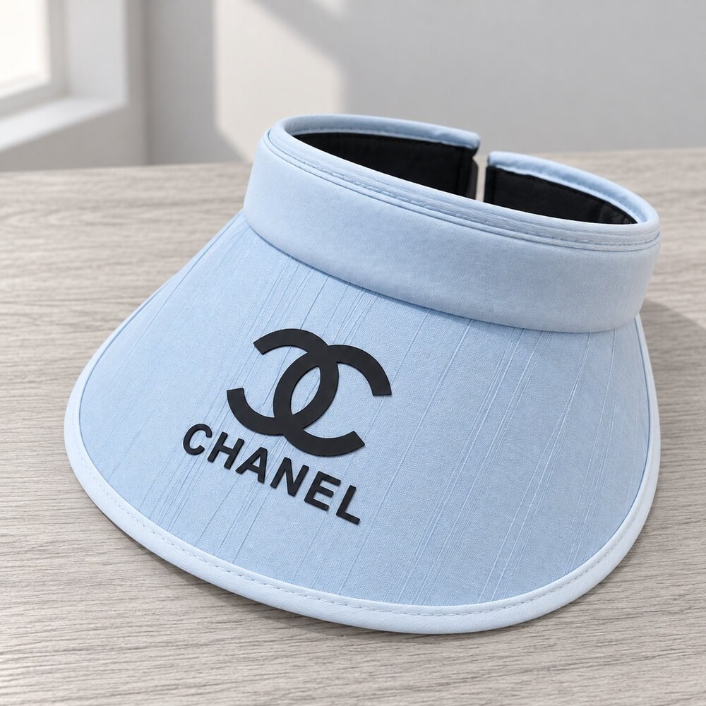 CHANEL Light Blue Logo Sun Visor - Picture 4 of 6